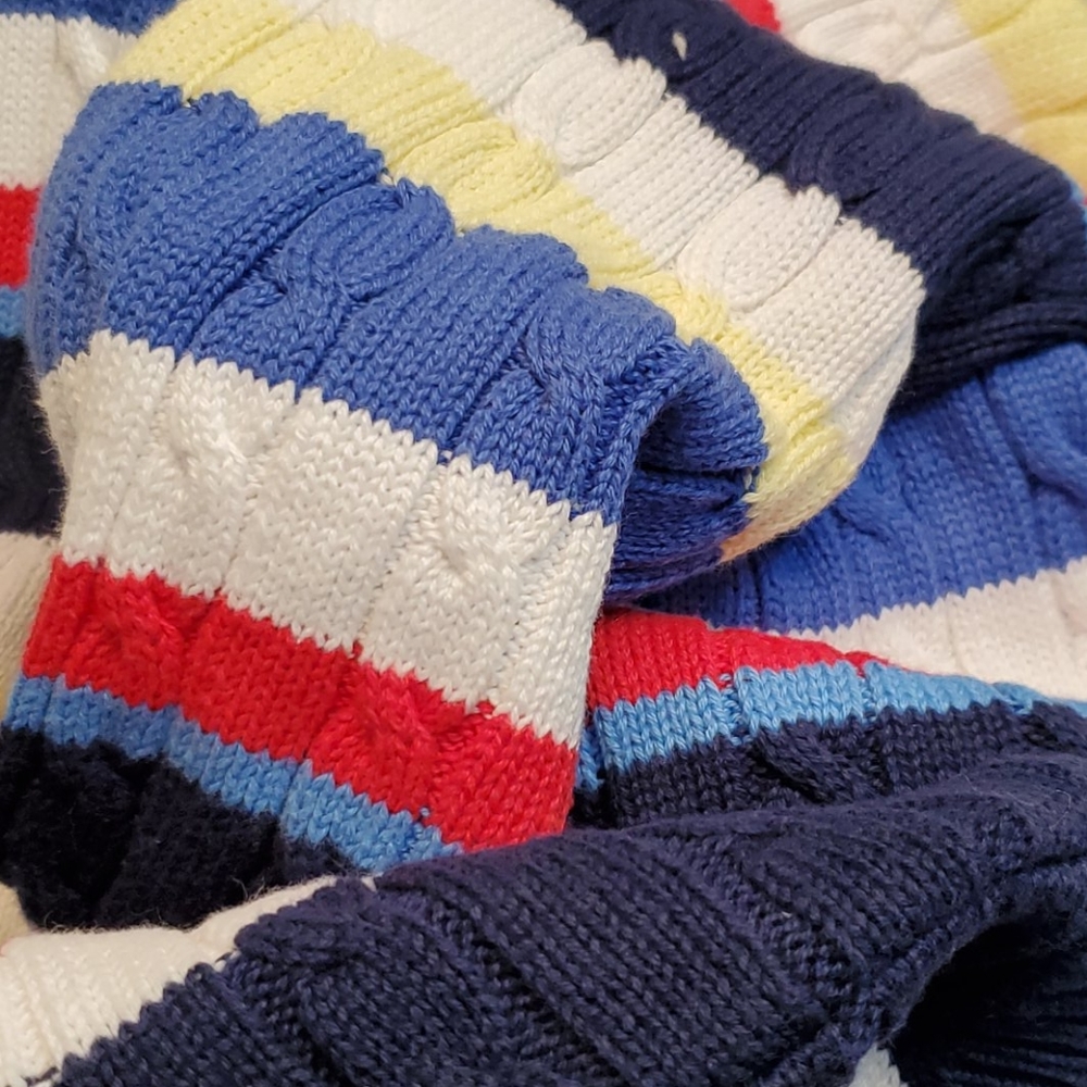 Cherokee 100% cotton stripped sweater yellow, white, red, navy size S like NEW - Picture 5 of 5
